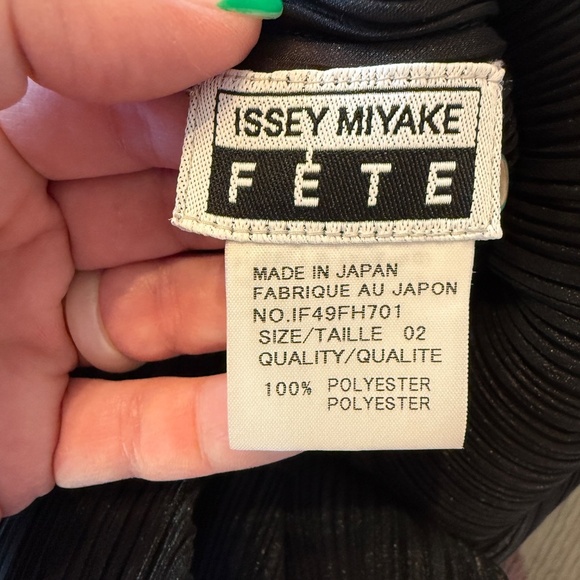 Issey Miyake Fete Y2K vintage sheer textured Black midi Dress 45091 - Picture 11 of 13